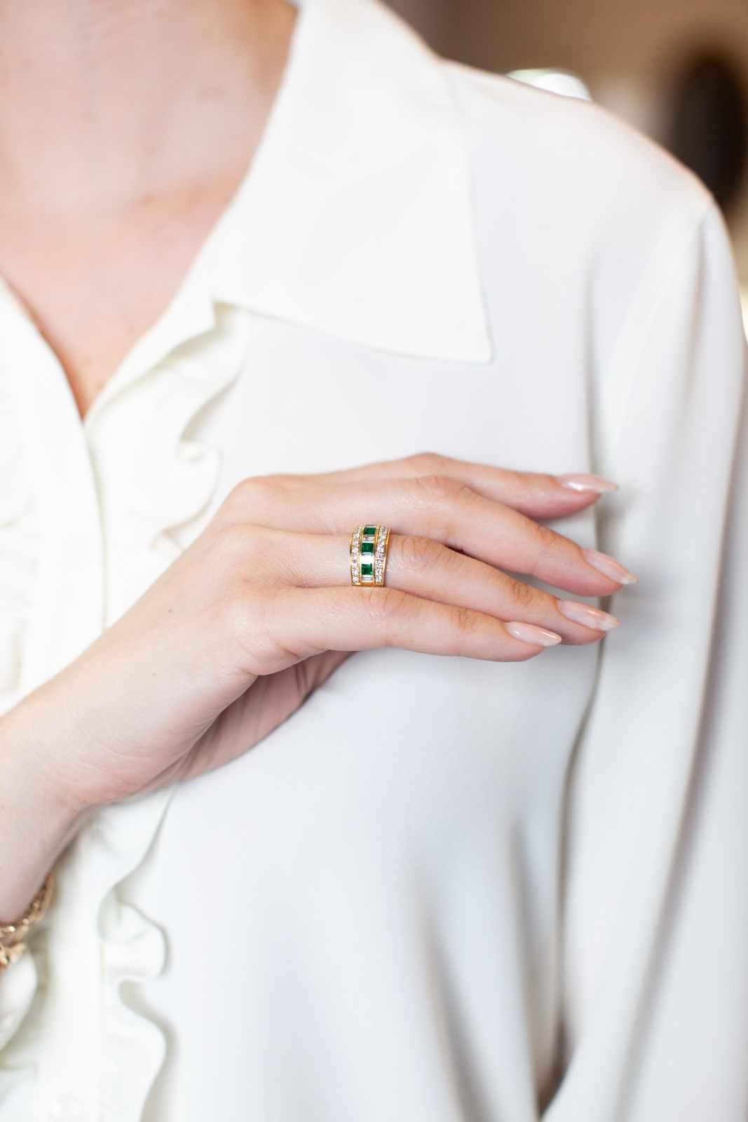 Vintage Emerald & Diamond Band Ring