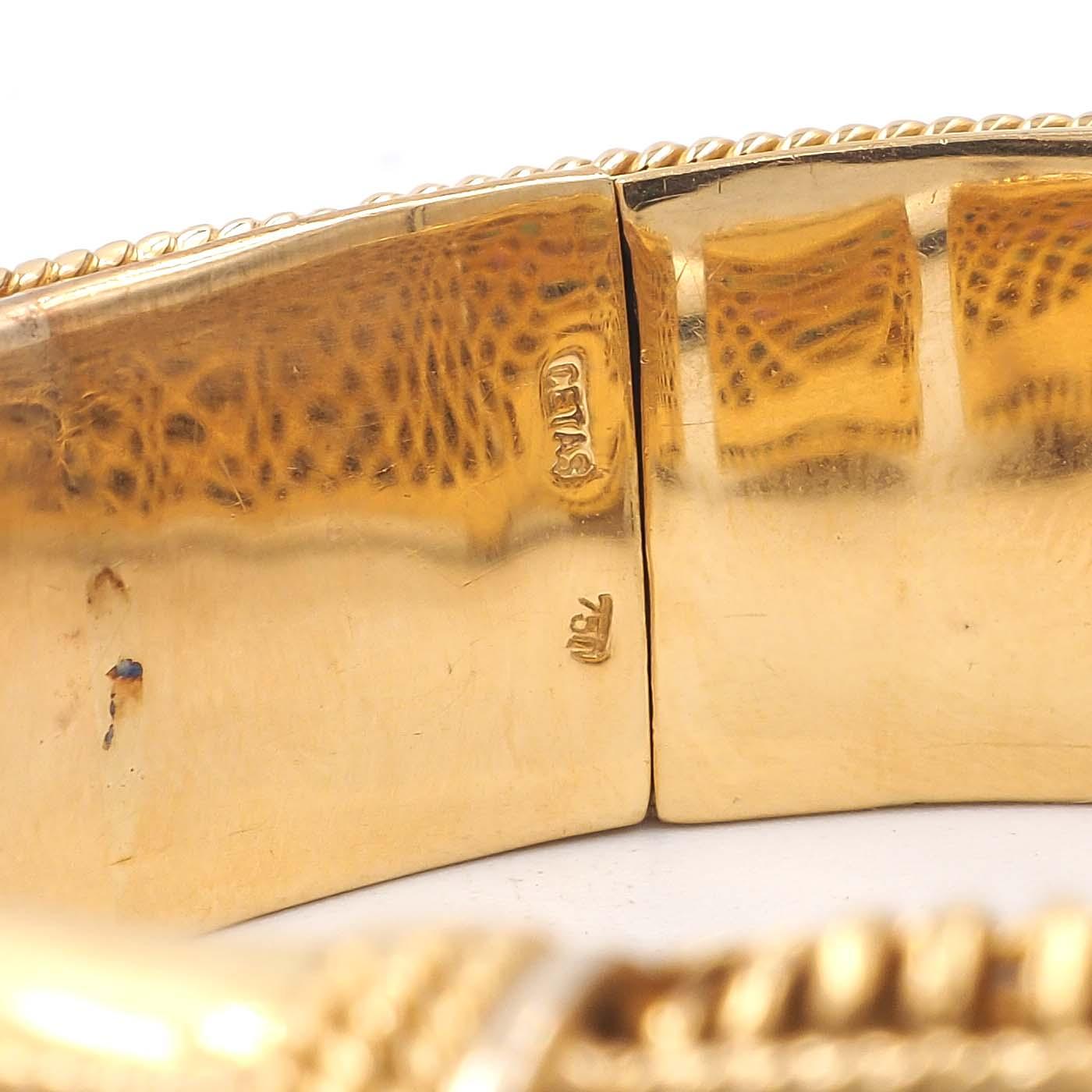 Vintage Emerald, Sapphire, & Ruby Cuff Bracelet By Letas