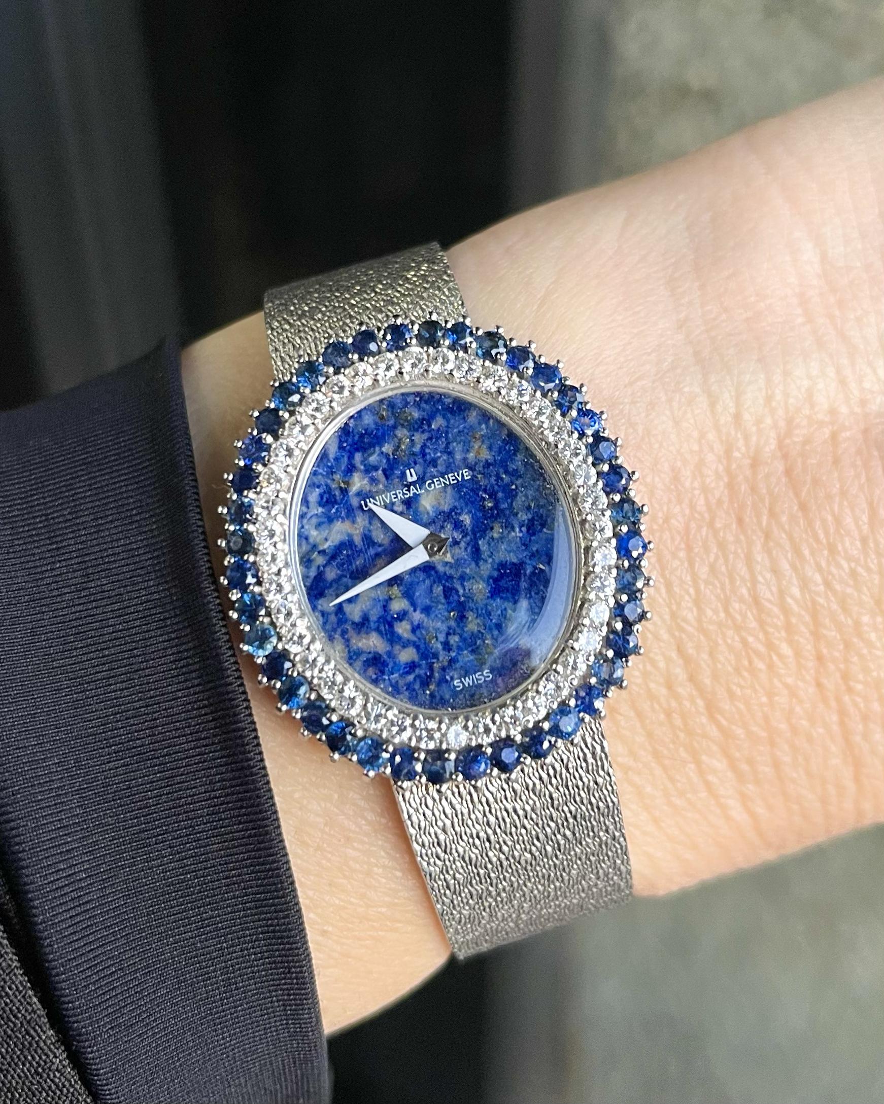 Vintage Lapis Lazuli, Diamond, & Sapphire Watch by Universal Geneve