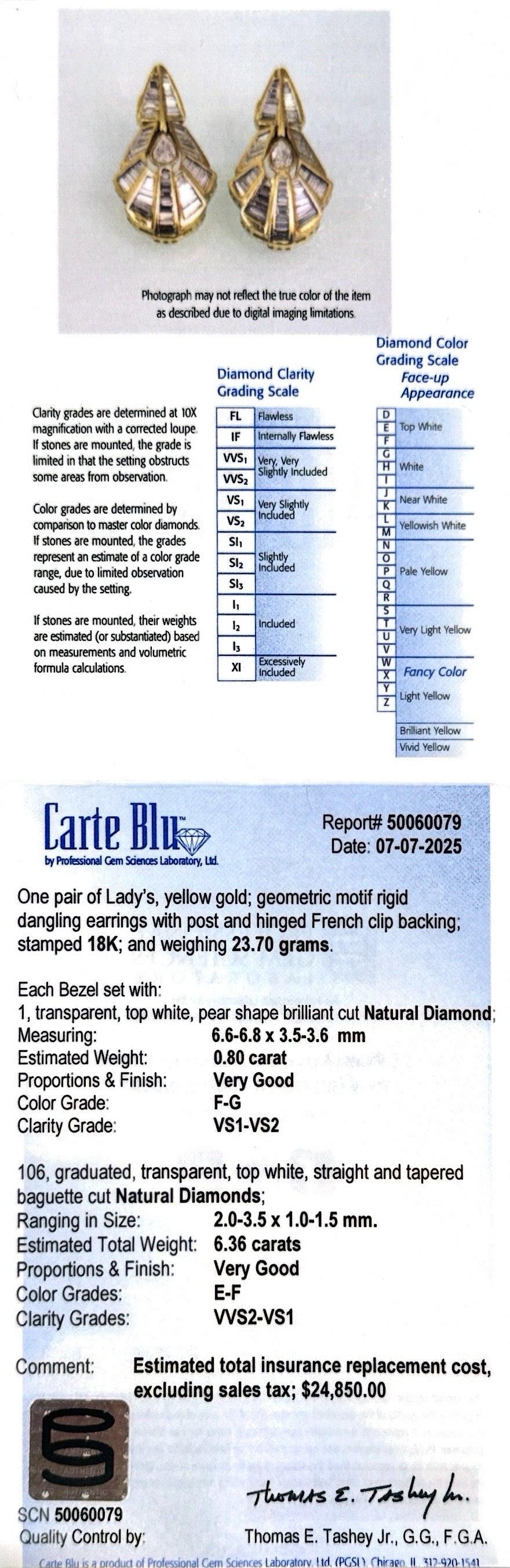 Vintage Pear-Shaped Diamond & Baguette Cut Diamond Geometric Earrings