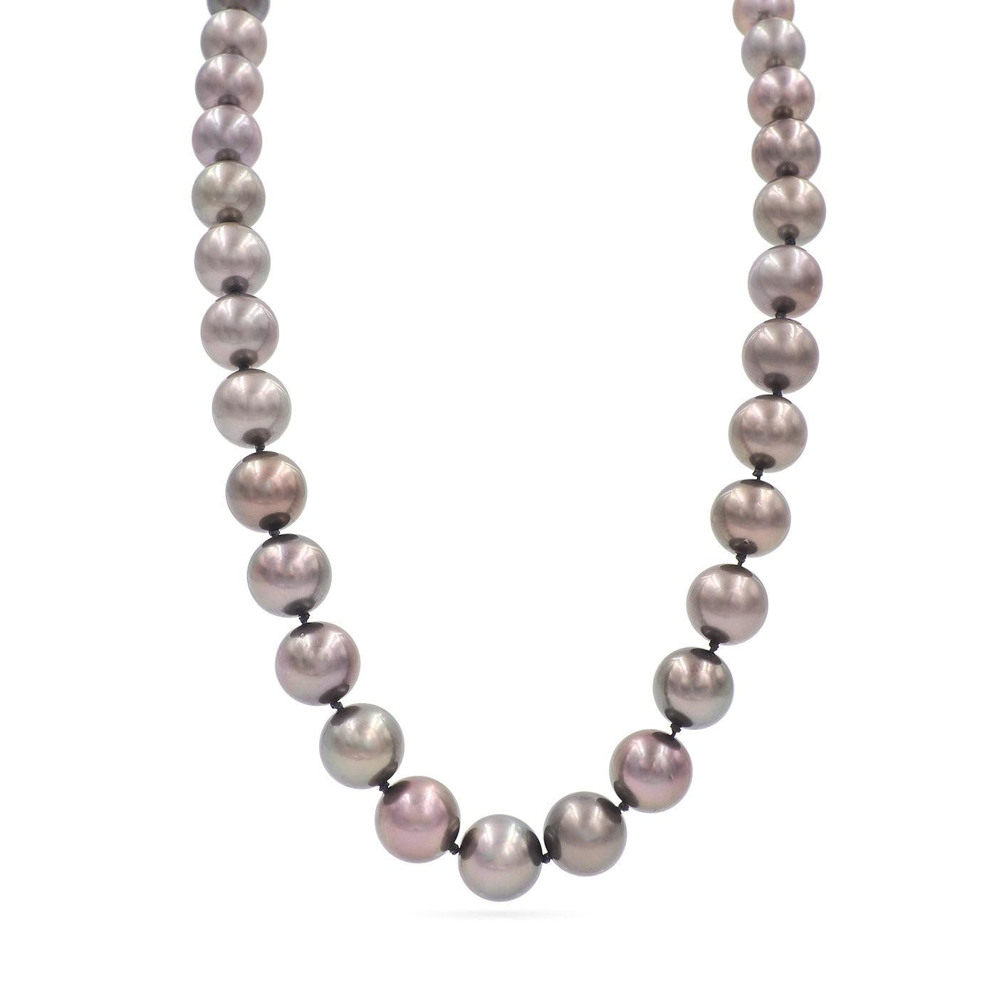 Vintage Tahitian Pearl Necklace With Diamond Clasp