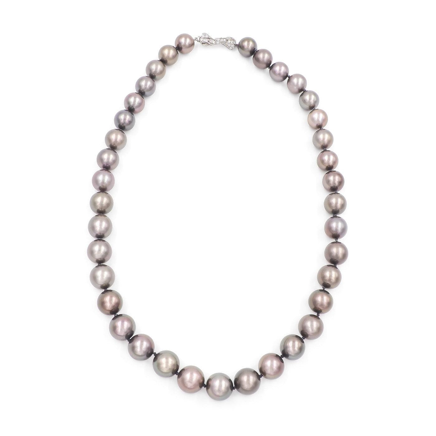 Vintage Tahitian Pearl Necklace With Diamond Clasp