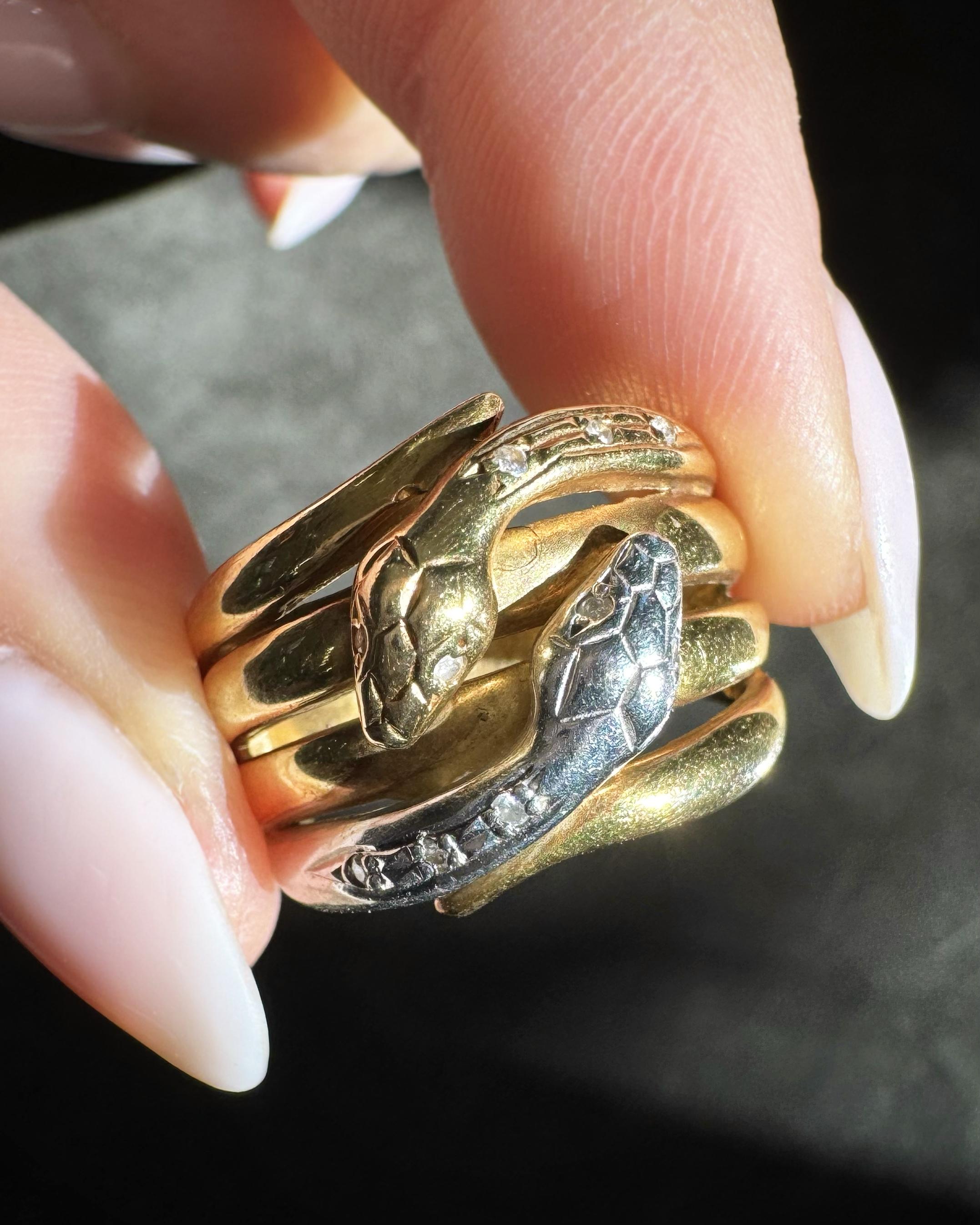 Vintage Two-Tone Double Coiled Snake Ring