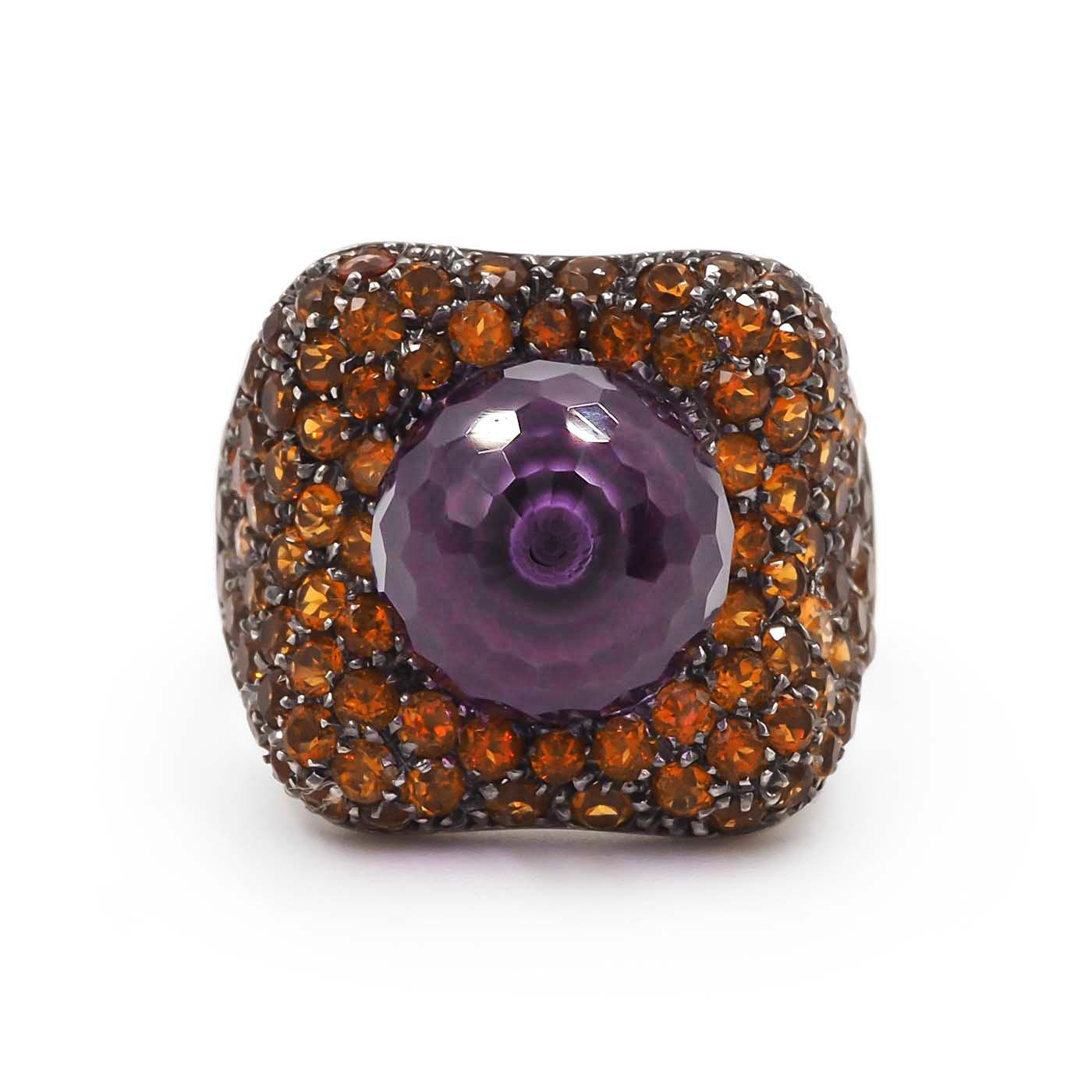 Vintage Amethyst & Garnet Cocktail Ring by Garavelli