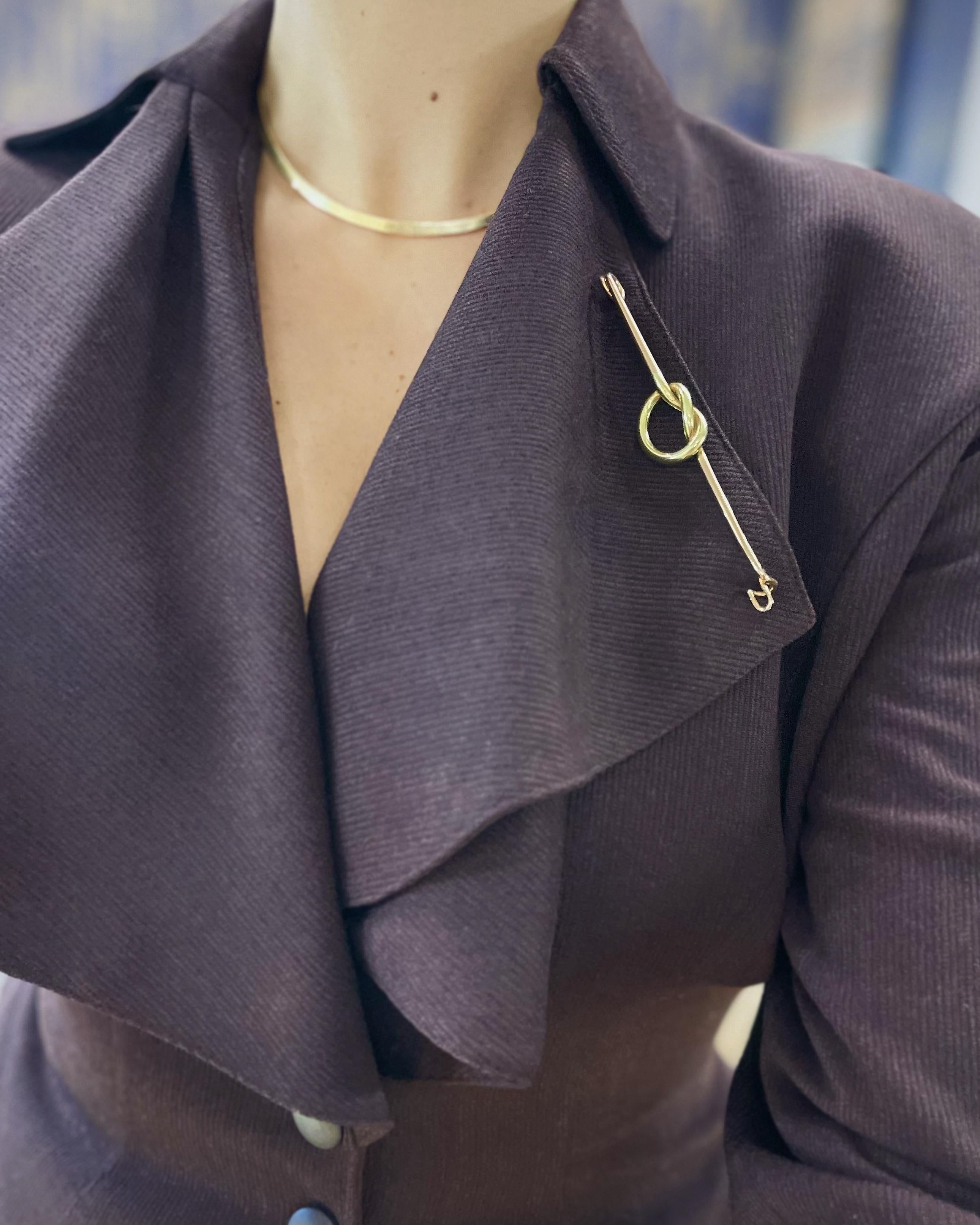 Vintage Two-Tone 'Lover's Knot' Safety Pin Brooch by Cartier