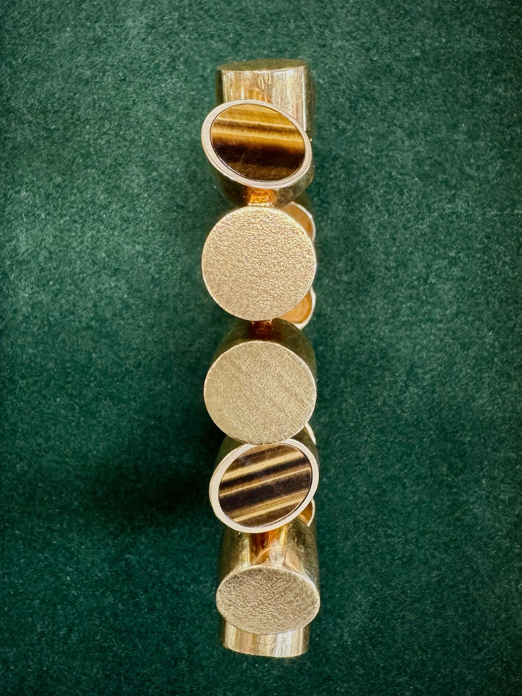 Vintage Tiger's Eye & Gold Disc Link Bracelet by Günter Krauss