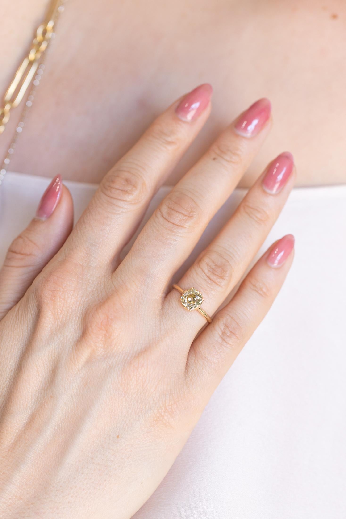 Edwardian 2.15 ct. Old Mine Cut Diamond Solitaire Engagement Ring
