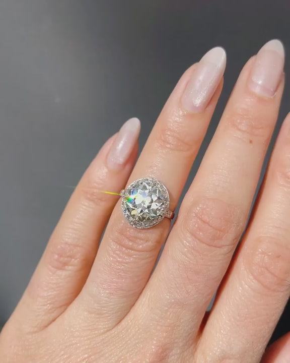 Art Deco 4.50 Ct. Old European Cut Diamond Engagement Ring
