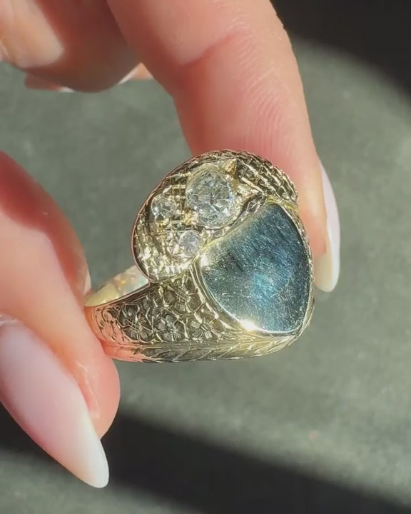 Victorian 0.40 Ct. Old Mine Cut Diamond Snake & Shield Signet Ring