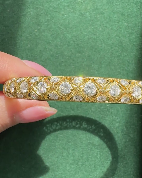 Vintage 3.60 Ctw. Vintage Geometric-Style Bangle Bracelet