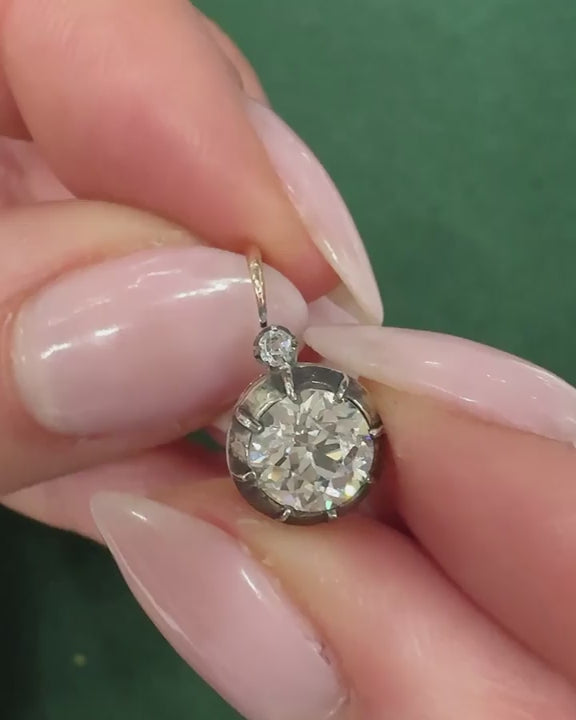 Victorian 0.85 Ct. & 0.80 Ct. Old European Cut Diamond Drop Earrings