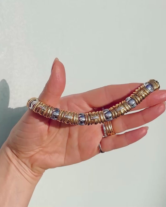 Vintage 1.50 Ctw. Diamond Two-Tone Choker Collar Necklace