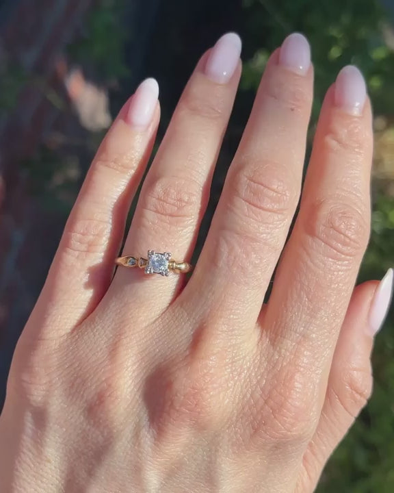 Retro 0.30 Ct. Transitional Cut Diamond Two-Tone Solitaire Engagement Ring