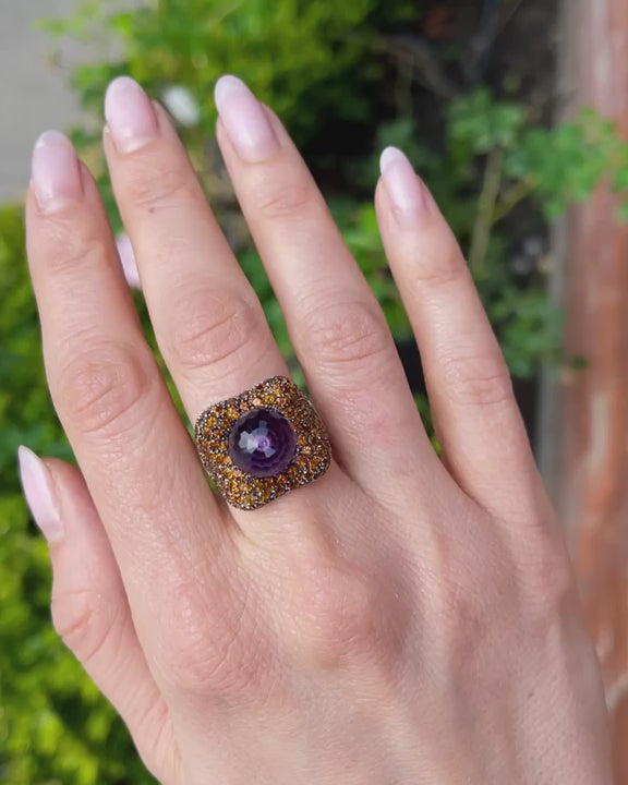 Vintage Amethyst & Garnet Cocktail Ring by Garavelli