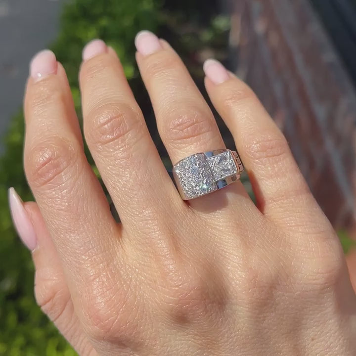 Retro Diamond & Sapphire Tank Ring