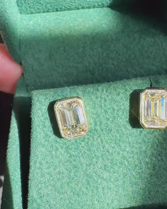 3.00 Ctw. Emerald Cut Diamond Stud Earrings from Bespoke by Platt