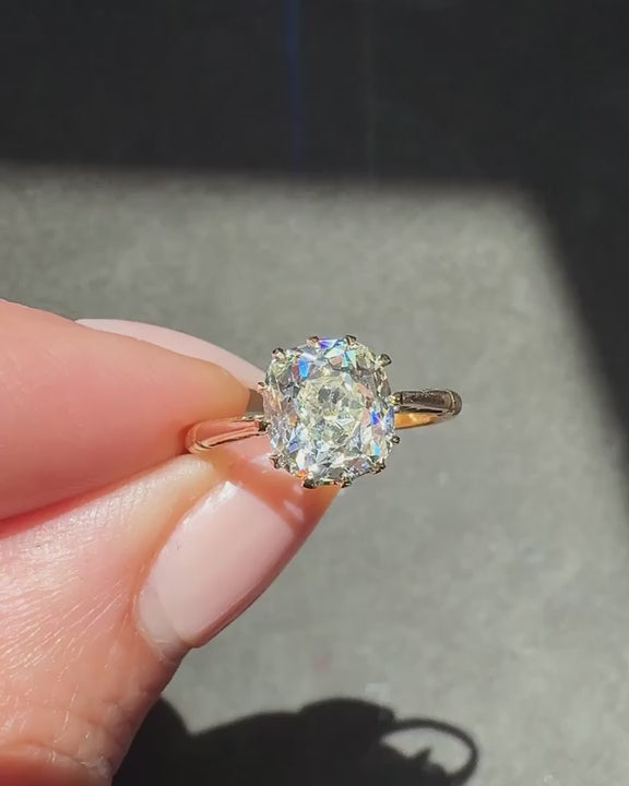 Edwardian 2.05 Ct. Old Mine Cut Diamond Solitaire Engagement Ring