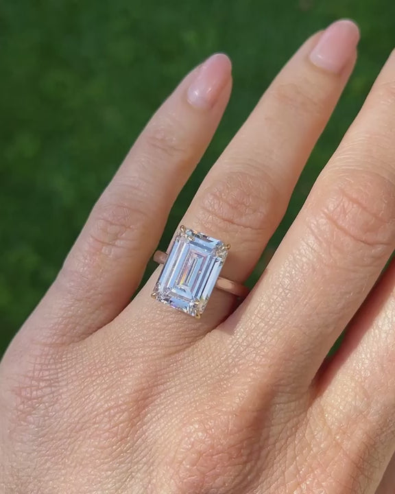 8.45 Ct. Emerald Cut Diamond Solitaire Engagement Ring from Bespoke by Platt