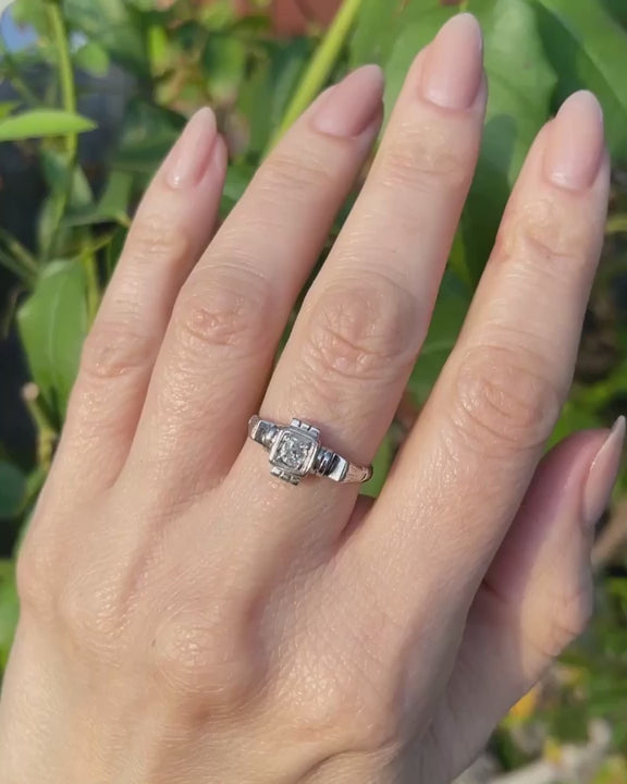 Art Deco 0.40 Ct Old Mine Cut Diamond Engagement Ring