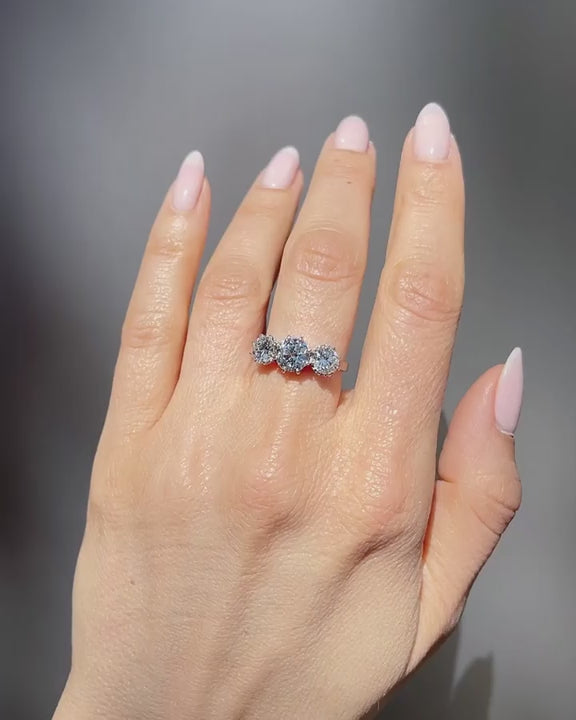Art Deco 1.38 Ct. Old European Cut Diamond 3-Stone Ring