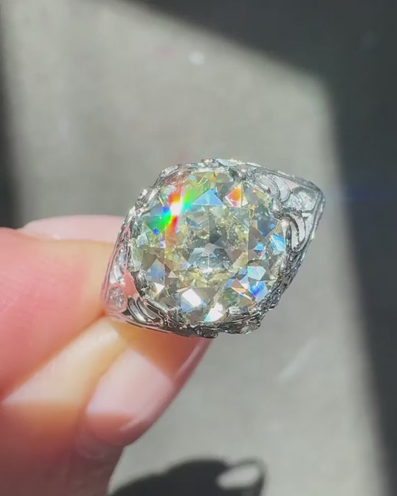 Edwardian 2.56 Ct. Old European Cut Diamond Engagement Ring