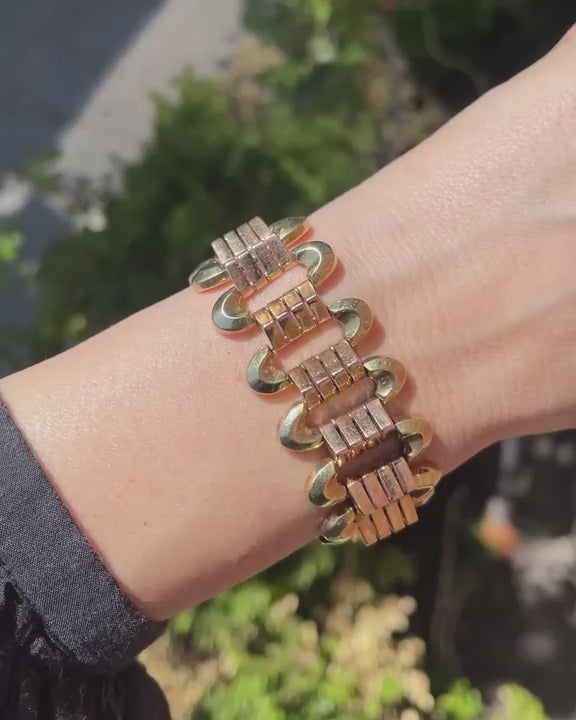 Retro Two-Tone Tank Bracelet