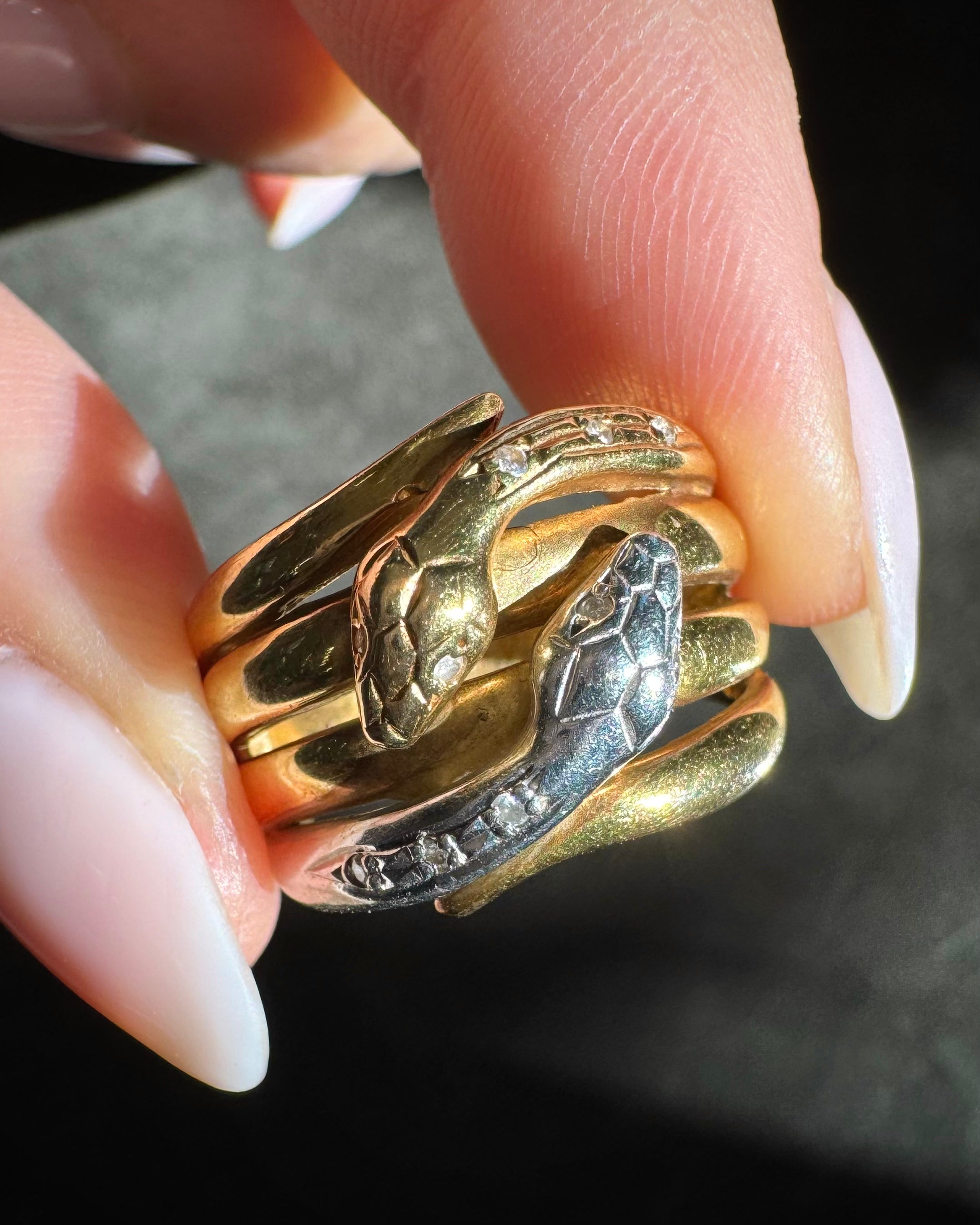 Vintage Two-Tone Double Coiled Snake Ring