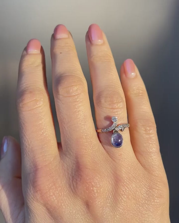 Victorian 2.15 Ct. Sapphire & Old European Cut Diamond Tiara Ring