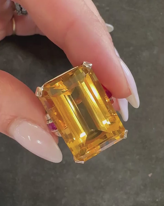 Retro 30 Ct. Citrine & Ruby Dinner Ring by Saks 5th Ave.