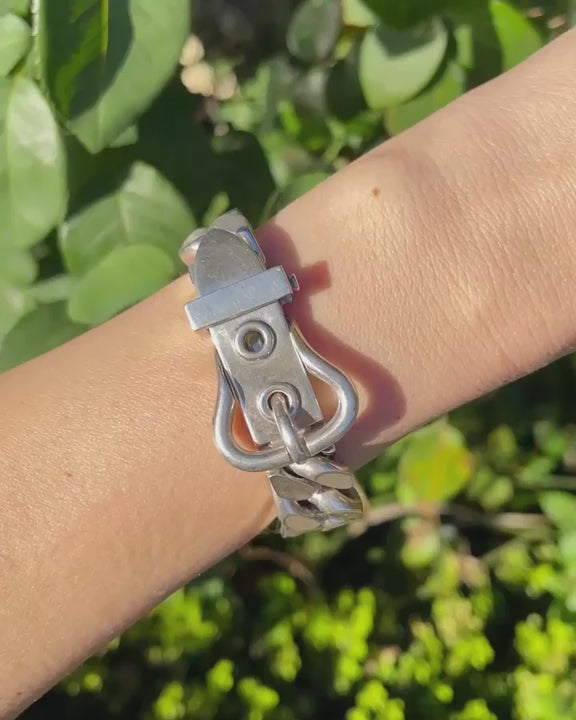 Vintage 'Boucle Sellier' Buckle & Curb Link Bracelet by Hermès
