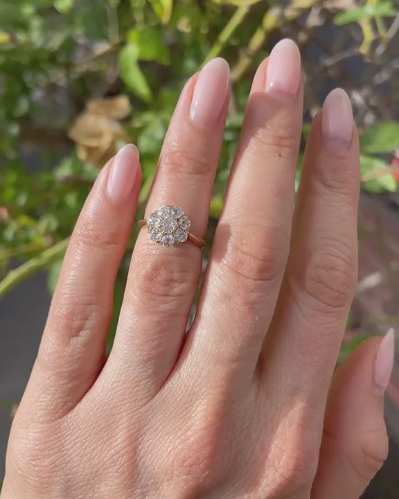 Victorian 1.25 Ctw. Old Mine Cut Diamond Cluster Ring
