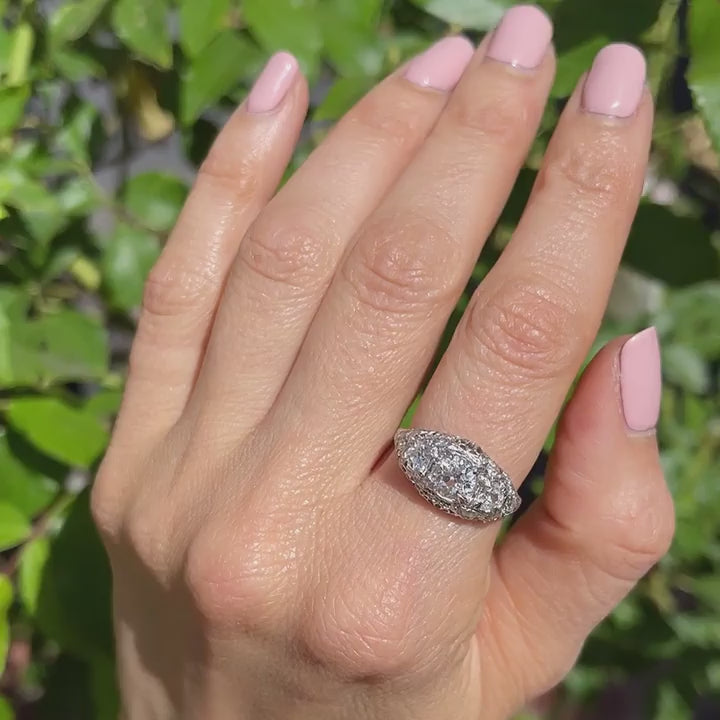 Edwardian 0.93 Carat Old European Cut Diamond 3-Stone Ring