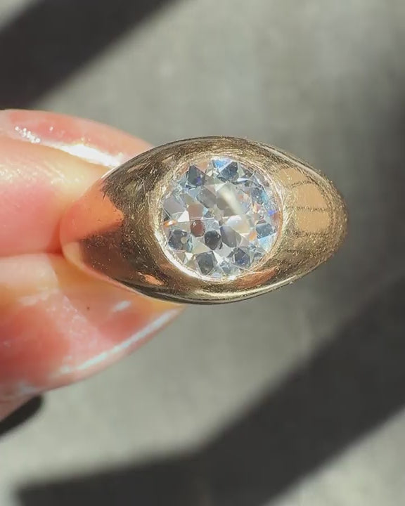 Retro 1.30 Ct. Old European Cut Diamond Domed Gypsy Ring