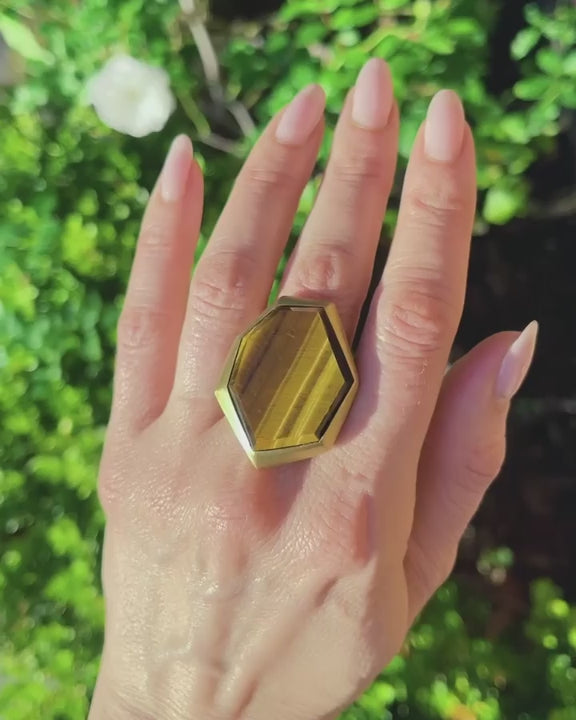 Vintage Angular Freeform Tiger's Eye Ring by Vasari