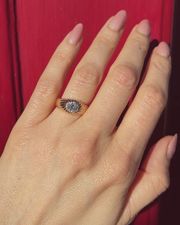 Victorian 0.91 Ct. Old European Cut Diamond Swirling Domed Gypsy Ring