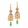 Art Nouveau Diamond & Jade Drop Earrings