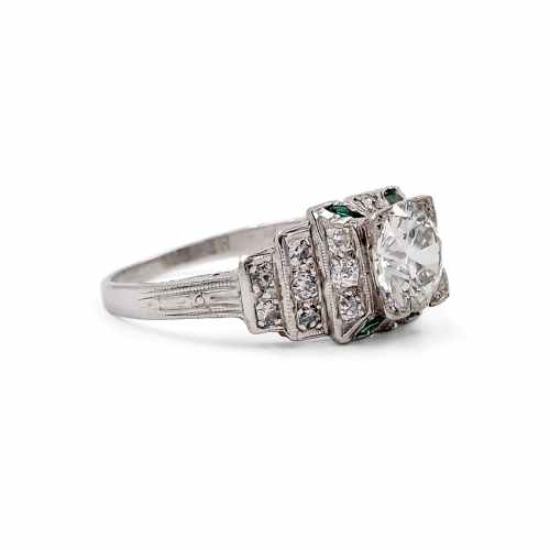 Art Deco 1.10 Carat Transitional Cut Diamond Engagement Ring