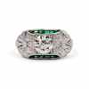Art Deco 1.11 Ct. Old European Cut Diamond & Emerald Engagement Ring