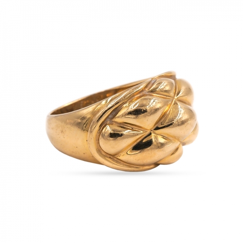 Vintage Textured 18k Gold Dome Ring by Chaumet Paris
