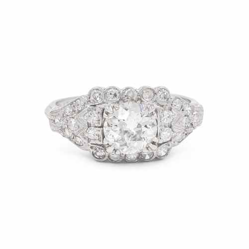 Art Deco 1.02 Carat Old European Cut Diamond Engagement Ring