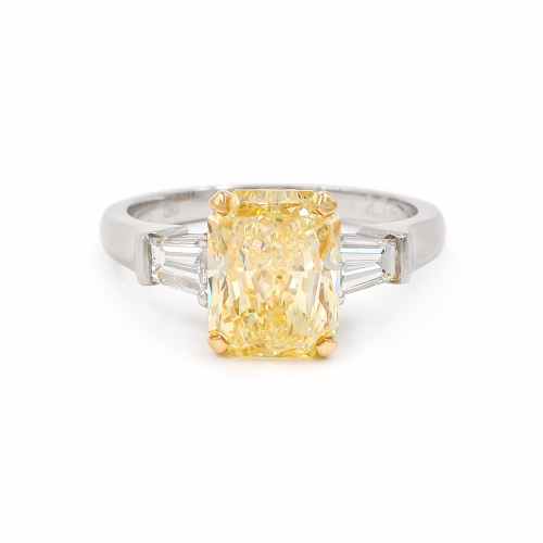 2.74 Carat Fancy Yellow Radiant Cut Diamond Engagement Ring by Graff