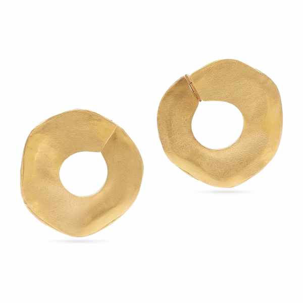 Vintage Textured Gold Forward-Facing Hoop Earrings