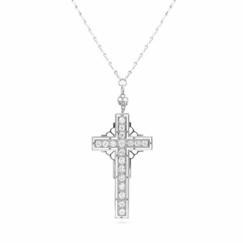 Art Deco 2.56 Ctw. Old Cut Diamond Cross Pendant Necklace