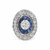 Art Deco 1.04 Ct. Old European Cut Diamond & Sapphire Oval Target Ring