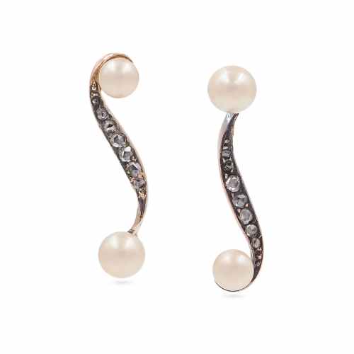 Georgian Pearl & Rose Cut Diamond Earrings