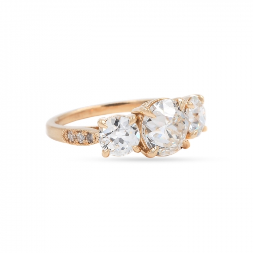 1.94 Carat Old European Cut Diamond 3-Stone Engagement Ring from Bespoke by Platt
