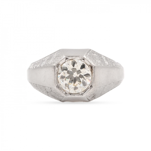 Art Deco 1.46 Carat Old European Cut Diamond Solitaire Ring