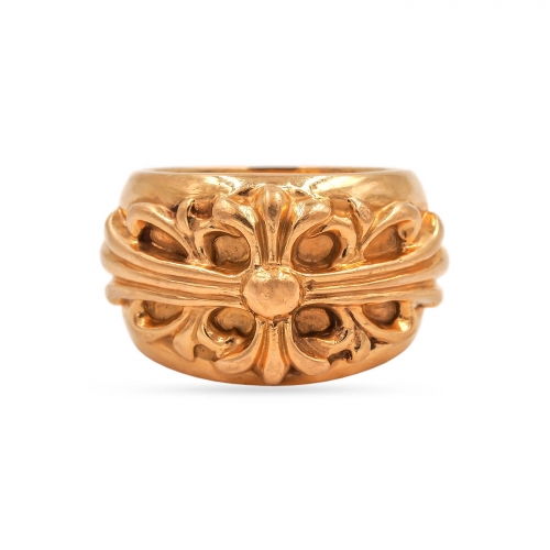Vintage Gold Ring with Floral Cross by Chrome Hearts