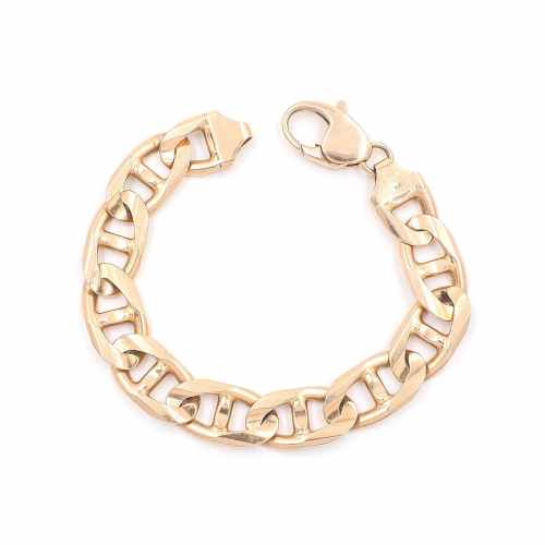 Vintage Mariner-Link Gold Chain Bracelet with Large Clasp