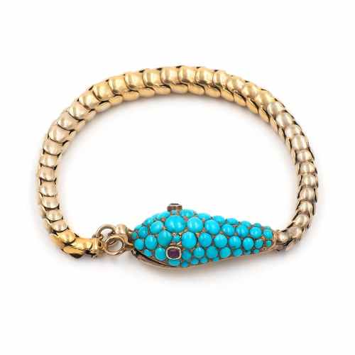 Victorian Turquoise & Gold Snake Bracelet